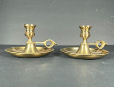 Vintage Brass Chamber Sticks Candle Holders Chambersticks Finger Ring Thumb Rest picture