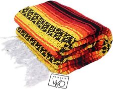 Mexican Blanket Thick XL Red Yellow Black Orange Falsa Saltillo Serape Yoga  picture