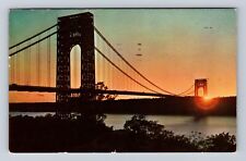 Fort Lee NJ-New Jersey, George Washington Bridge, Vintage c1955 Postcard picture
