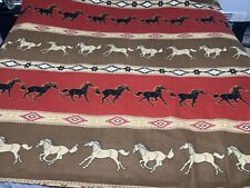 Vintage Large Blanket Horse Aztec Red & Brown 80” X 80”  picture