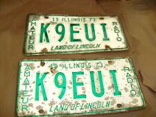 Illinois 1973 Pair Amateur Ham Radio Operator Old License Plates K9EUI picture