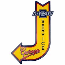 CHEVROLET SERVICE GARAGE J ARROW METAL EMBOSSED SIGN 11.5