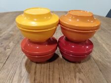 Set of 4 Vintage Tupperware Seal and Serve Bowl Lids Fall Colors 1436 picture