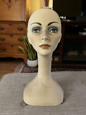 Vintage Female Mannequin Head Bust Store Counter Hat Wig Display Long Neck 18” picture