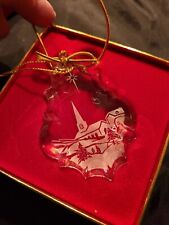 Lenox Crystal Etched SILENT NIGHT Christmas  Ornament Gold Cord  picture