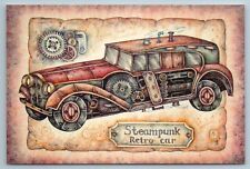 STEAMPUNK OLD RETRO CAR Klaxon Unusual Techno Graphic Russian New Postcard picture