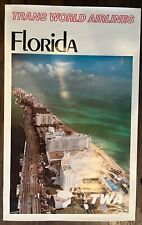 Original Vintage TWA Florida Travel Photo Poster Trans World Airlines 40x25” picture