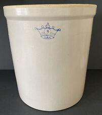ROBINSON RANSBOTTOM 5 GALLON STONEWARE CROCK BLUE CROWN MADE IN USA VINTAGE picture