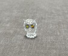 Vintage Retired Swarovski Crystal Figurine Citrine Eyes Miniature Owl 1.25