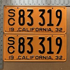 1932 California truck license plate pair SC 83 319 YOM DMV REGISTERABLE 15851 picture