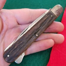 Old Vintage Antique German Large Lockback Folding Hunter Pocket Knife W Saw picture