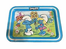 Vintage 80's Smurf Metal TV Tray (Read Description - Does Not Have Folding Legs) picture