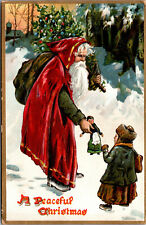 Vtg 1909 Santa Doll Girl Embossed Victorian Christmas 505 Raphael Tuck Postcard picture