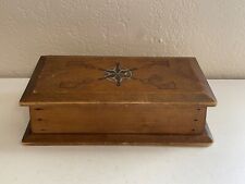 Vintage Folk Art Style Wood Candle Box w/ Wheel Decoration on Top picture