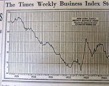 1938 NY Times newspaper BEST chart showing STOCK MARKET CRASH & GREAT DEPRESSION picture