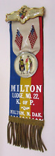 Rare Unused Antique 1893 Knights Pythias Damon Milton ND Lodge 22 Ribbon Badge picture