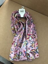 Sweet GARFIELD Keith Daniel's Ladies Oblong Scarf Polyester PINK stars swirls #9 picture