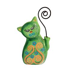 Cat Tail Picture of Note Holder Green Hand Painted picture
