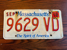 2018 Massachusetts License Plate 9629 VD Spirit of America MA USA September picture