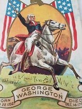 C 1910 George Washington Horse Sword Flags Eagle Gold Embossed Birthday Postcard picture