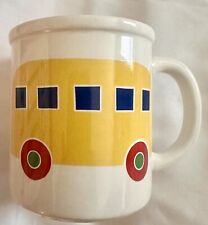 Vintage Marimekko Yellow Bus Red Wheels Ceramic Mug Pfaltzgraff USA picture