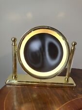 Vintage Antique Magnifying Brass Makeup Mirror w/ Ring Light picture