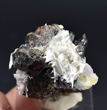 Calcite on Sphalerite - Cave-in-Rock, Hardin Co., Illinois picture