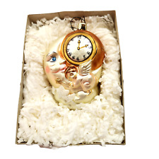 Vintage Dillards Trimmings Moon Angel Clock Hand Blown Glass Christmas Ornament picture