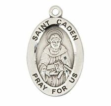 HMHReligiousMfg Sterling Silver Patron Saint Caden Oval Medal Pendant, 7/8 Inch picture