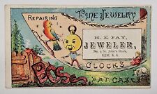 VICTORIAN JEWELERS TRADE CARD BOSS POCKET WATCH CASES H.E. PAY KEENE NH picture