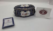 Vintage Royal Dux Countess Collection Cobalt Porcelain Lidded Trinket Box +COA picture