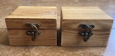 Set Of 2 Vintage Wooden Trinket Box Small - 3.5 • 3.5 • 2.5 inches picture