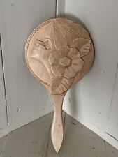 Carved Wooden Hand Mirror Woman With Flower picture