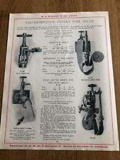1917 w.h. willcox of london double sided print  featherstones patent fire valve picture