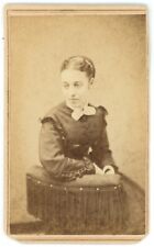 Antique CDV Circa 1870'S Beautiful Woman Posing in Dress Barnum Cortland, NY picture