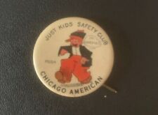 Just Kids Safety Club vintage pinback 1930's Chicago American, featuring Mush picture