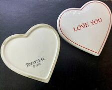 Vintage Tiffany & Co Porcelain Heart Trinket Box Ring Dish Love You picture