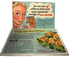 Vintage 2 Knox Gelatine Recipes Sheet 24 Firsts Salad and Dessert 1930’s Folder picture