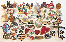 Vintage Pins lot .. (60) .. Wood, Enamel, Plastic, Resin Junk Drawer Pin Lot picture