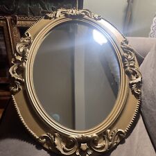 Vintage antique gold Victorian Wood & Gesso Oval Mirror Frame 25” x 19” picture