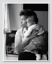 1950s African American Mother and Baby at Window, Vintage Photo Reprint picture