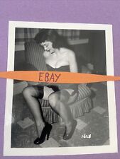 4x5 B&W Cheesecake Photo Busty. Black Garters,  Heels. Orig. Irving Klaw picture