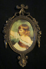 Vintage Italian Ornate Brass Frame Little Girl Victorian Oval ~ Made in Italy picture