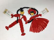 Vintage Hallmark Die Cut Greeting Card Red Flocked Couple Dancing 1950's picture