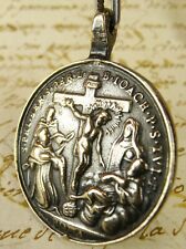CARMELITE NUN ANTIQUE 18TH C. PASSION OF CHRIST OUR LADY OF SORROWS BRONZE MEDAL picture