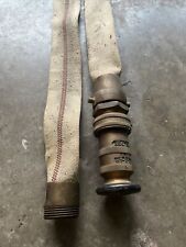 Vintage Elkhart Brass MFG CO Fire Hose Nozzle And 50’ Of Original Hose picture