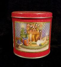 Vintage 1980's Christmas Tin w/ Red Poinsettia & Goose - Hong Kong picture