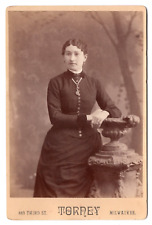 EXC MILWAUKEE WI 1880s LOVELY LADY BROOCH LOCKET RING Cabinet Card by TORNEY picture