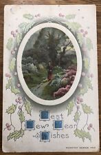 Vintage EMBOSSED BEST NEW YEAR POSTCARD w/ Stamp Pathway AMP Series 462 1913 picture