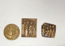 VTG AUTHENTIC EGINO HOLY Family Nativity  BRONZE PLAQUES Set Of 3 Rare Germany picture